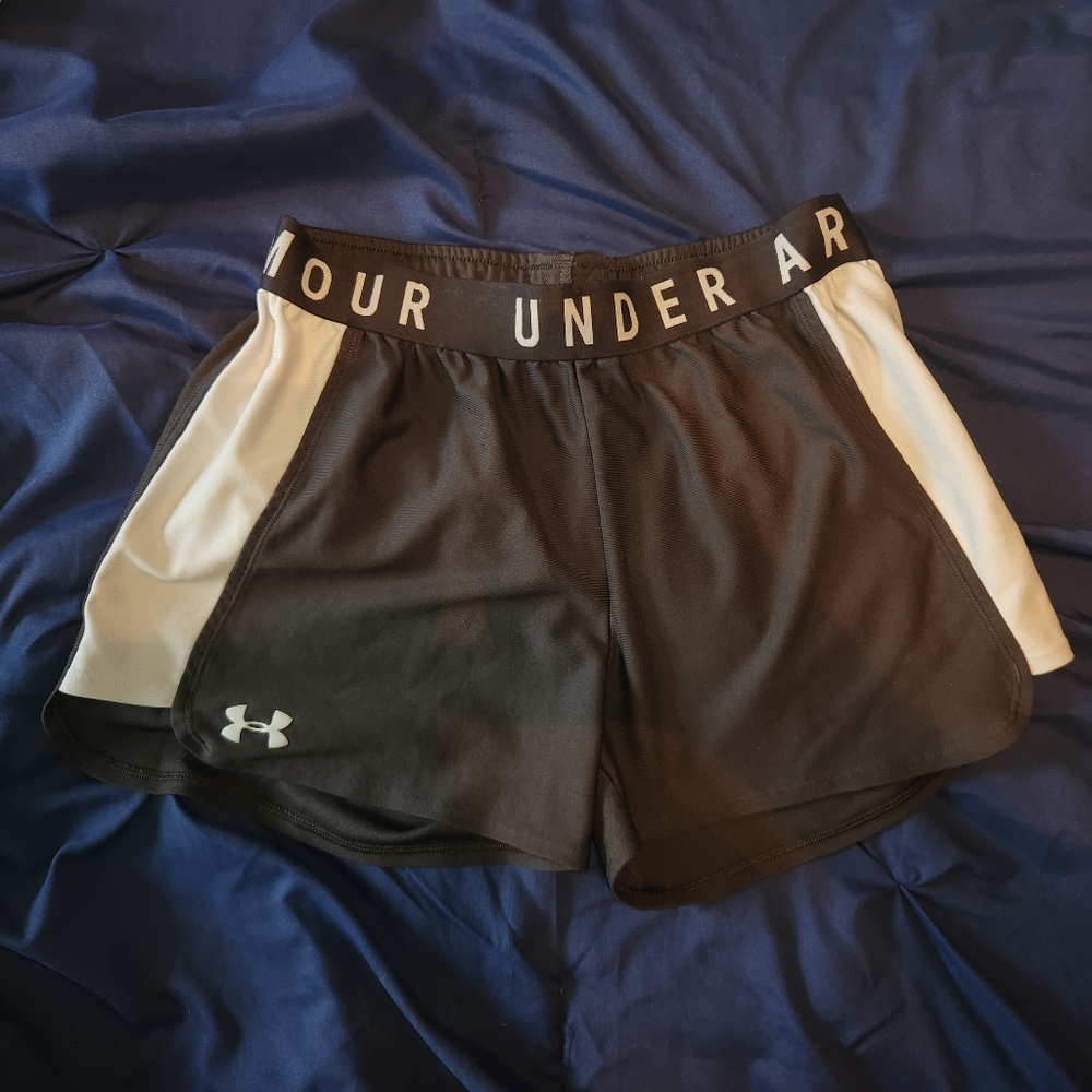 UA Women's Shorts size small, gray with white accents